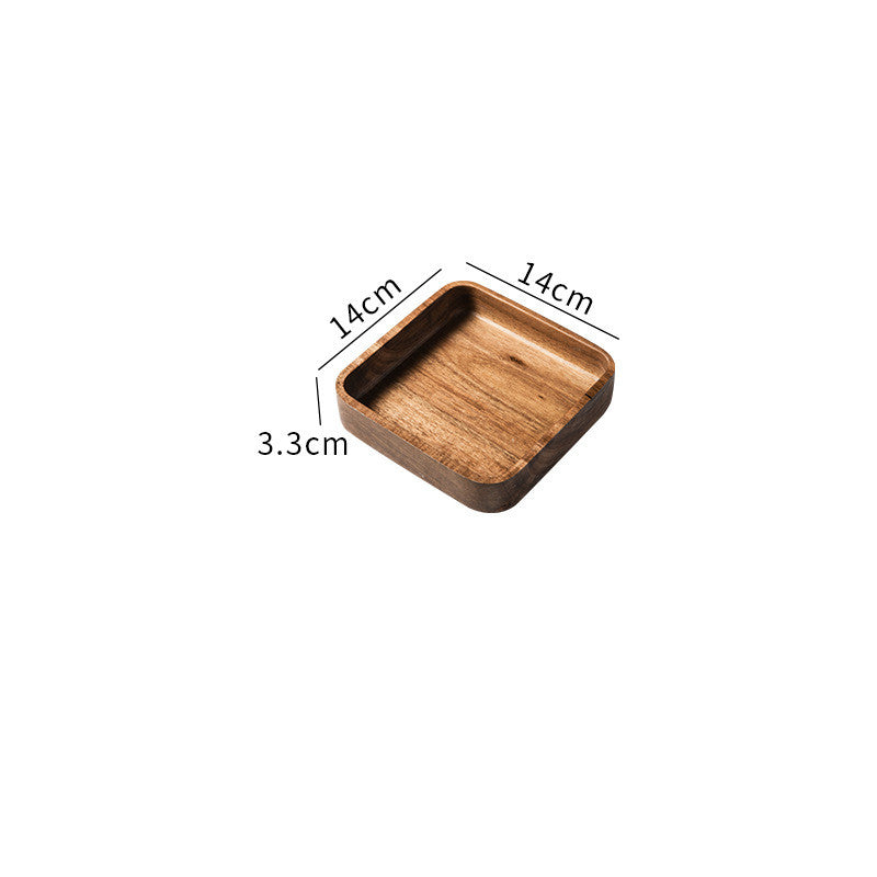 Japanese Style Hand-Painted Wooden Dish (Deep Square)