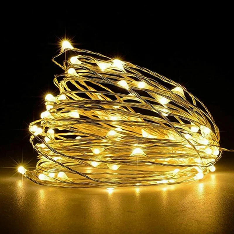 Twinkling Fairy Copper Wire Lights: 1-10M Battery Glow for Magical Bedrooms, Gardens & Parties!
