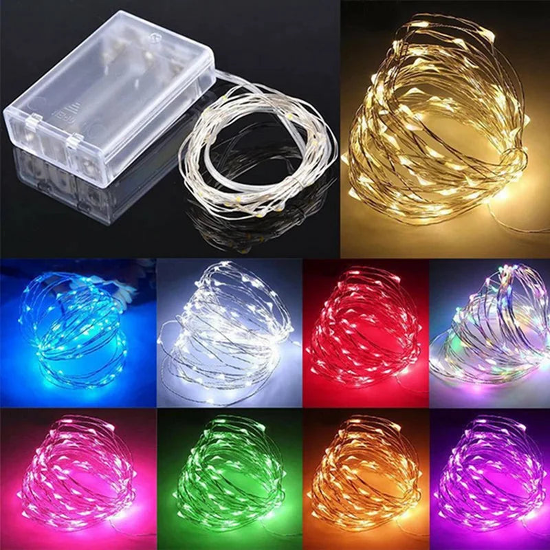 Twinkling Fairy Copper Wire Lights: 1-10M Battery Glow for Magical Bedrooms, Gardens & Parties!