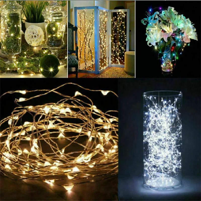 Twinkling Fairy Copper Wire Lights: 1-10M Battery Glow for Magical Bedrooms, Gardens & Parties!