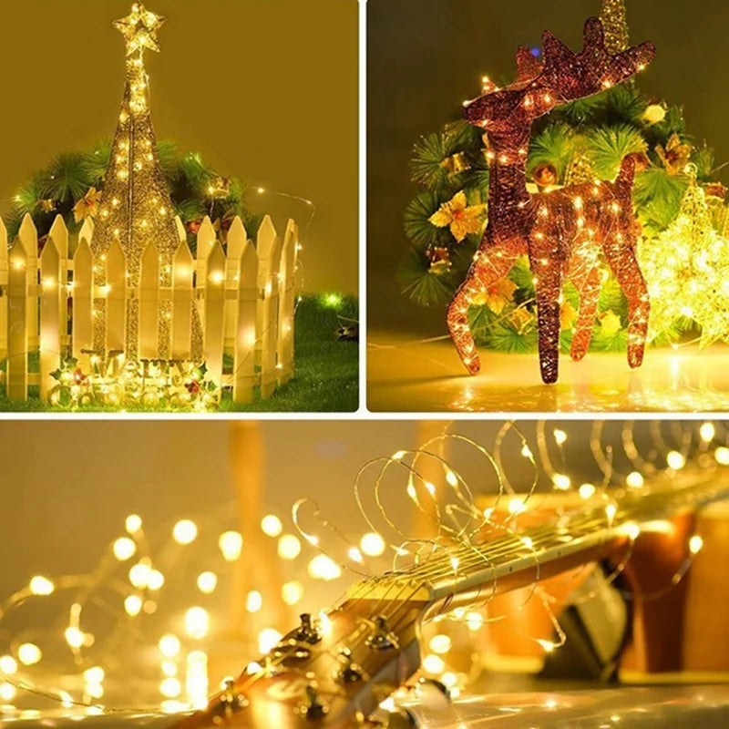 Twinkling Fairy Copper Wire Lights: 1-10M Battery Glow for Magical Bedrooms, Gardens & Parties!