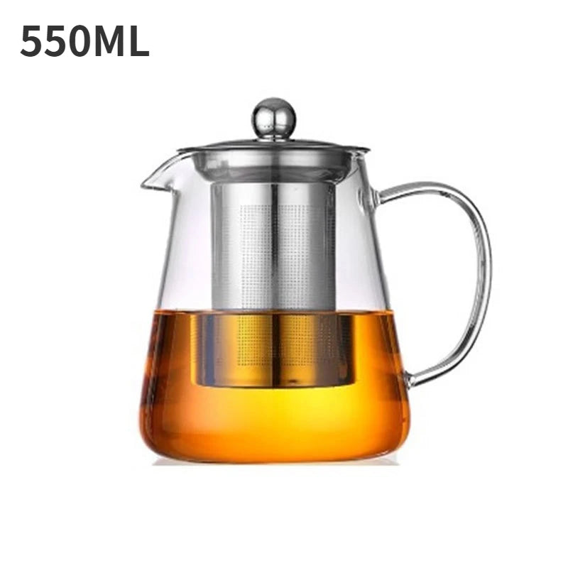 Heat Resistant Glass Teapot with Stainless Steel Infuser – Kung Fu Tea Pot for Puer & Oolong Tea (Flower Glass Kettle)